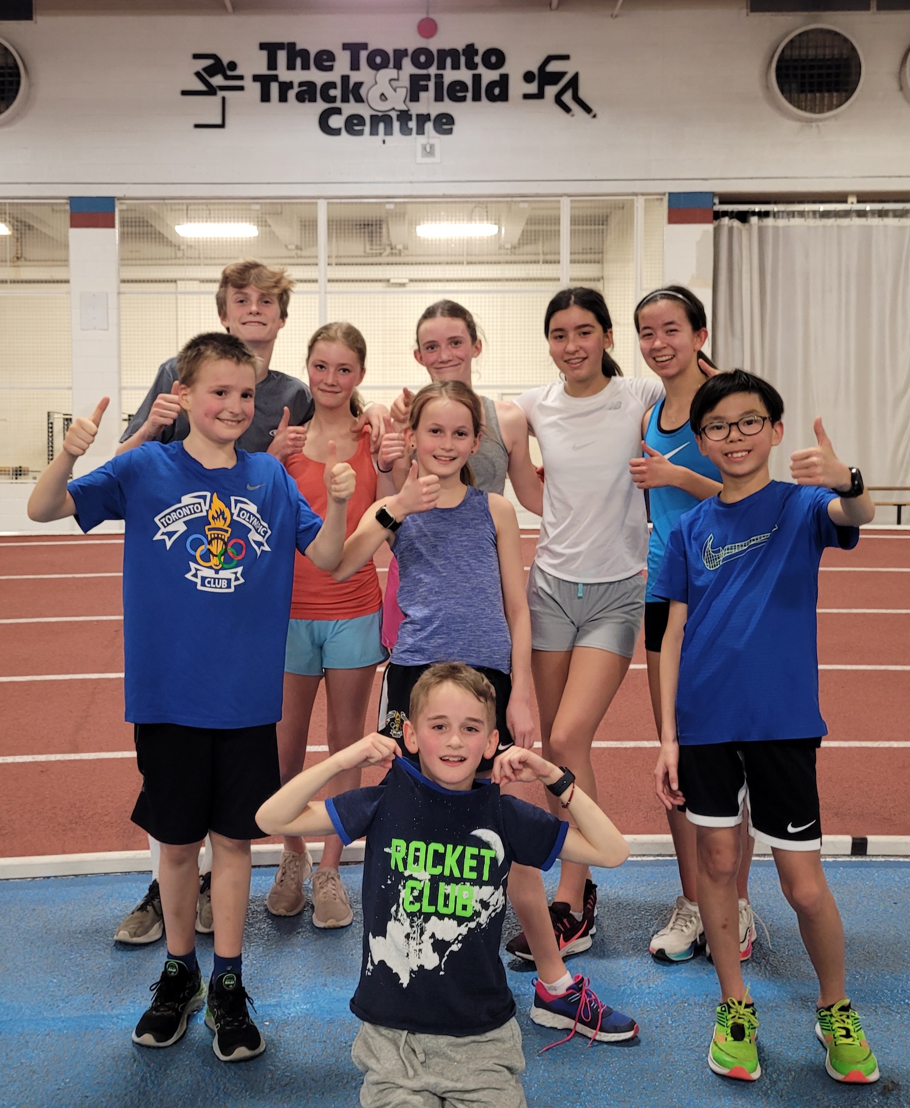 TOC Junior Team last night at York University getting ready for the upcoming Athletics Ontario Indoor Track Championships